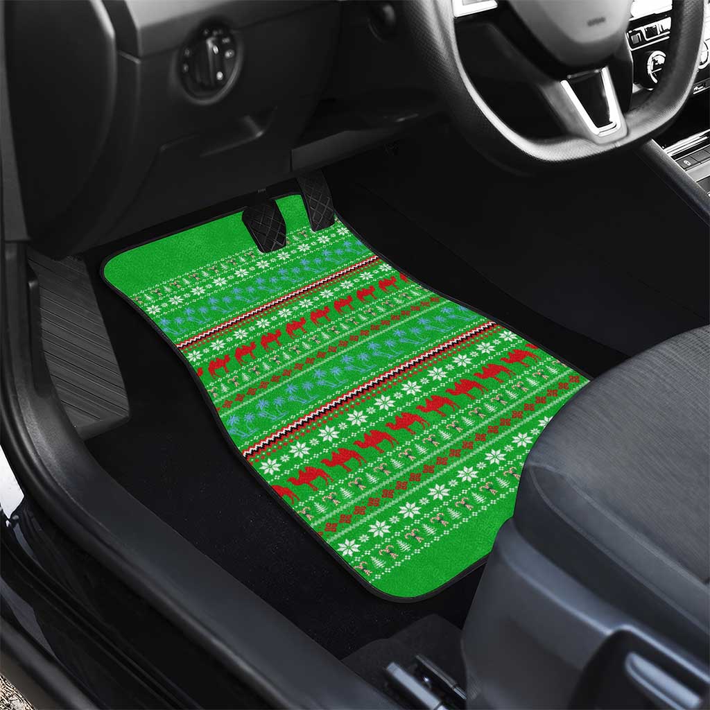 Djibouti Christmas Car Mats with Santa Riding Camel Palm Trees Red Camel - Wonder Print Shop