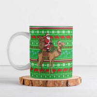 Djibouti Christmas Ceramic Mug with Santa Riding Camel Palm Trees Red Camel - Wonder Print Shop