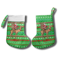 Djibouti Christmas Stocking with Santa Riding Camel Palm Trees Red Camel - Wonder Print Shop