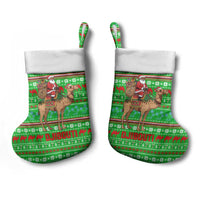 Djibouti Christmas Stocking with Santa Riding Camel Palm Trees Red Camel - Wonder Print Shop