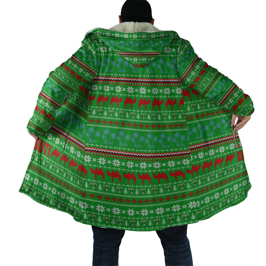 Djibouti Christmas Cloak with Santa Riding Camel Palm Trees Red Camel - Wonder Print Shop