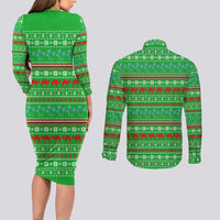 Djibouti Christmas Couples Matching Long Sleeve Bodycon Dress and Long Sleeve Button Shirt with Santa Riding Camel Palm Trees Red Camel - Wonder Print Shop