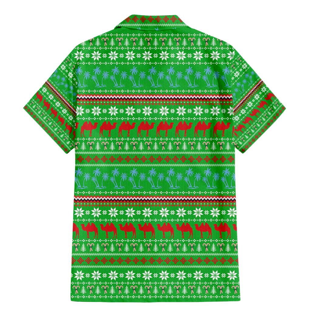 Djibouti Christmas Family Matching Mermaid Dress and Hawaiian Shirt with Santa Riding Camel Palm Trees Red Camel - Wonder Print Shop