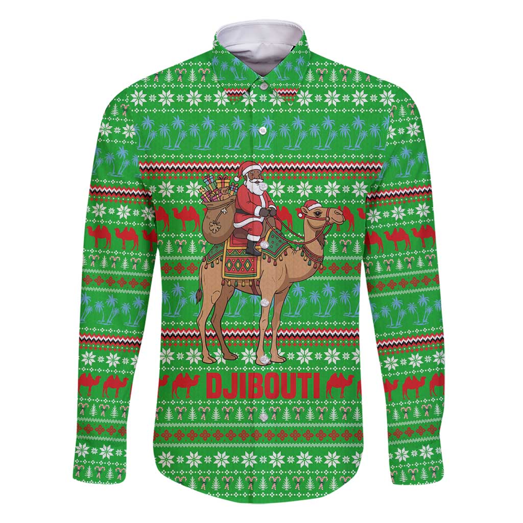 Djibouti Christmas Family Matching Mermaid Dress and Hawaiian Shirt with Santa Riding Camel Palm Trees Red Camel - Wonder Print Shop