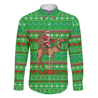 Djibouti Christmas Family Matching Puletasi and Hawaiian Shirt with Santa Riding Camel Palm Trees Red Camel - Wonder Print Shop