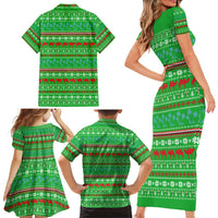 Djibouti Christmas Family Matching Short Sleeve Bodycon Dress and Hawaiian Shirt with Santa Riding Camel Palm Trees Red Camel - Wonder Print Shop