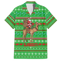 Djibouti Christmas Family Matching Short Sleeve Bodycon Dress and Hawaiian Shirt with Santa Riding Camel Palm Trees Red Camel - Wonder Print Shop