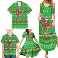 Djibouti Christmas Family Matching Summer Maxi Dress and Hawaiian Shirt with Santa Riding Camel Palm Trees Red Camel - Wonder Print Shop