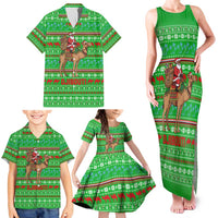 Djibouti Christmas Family Matching Tank Maxi Dress and Hawaiian Shirt with Santa Riding Camel Palm Trees Red Camel - Wonder Print Shop