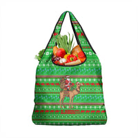 Djibouti Christmas Grocery Bag with Santa Riding Camel Palm Trees Red Camel - Wonder Print Shop