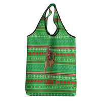 Djibouti Christmas Grocery Bag with Santa Riding Camel Palm Trees Red Camel - Wonder Print Shop