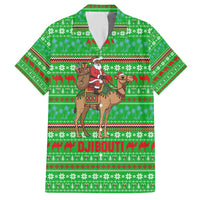 Djibouti Christmas Hawaiian Shirt with Santa Riding Camel Palm Trees Red Camel - Wonder Print Shop
