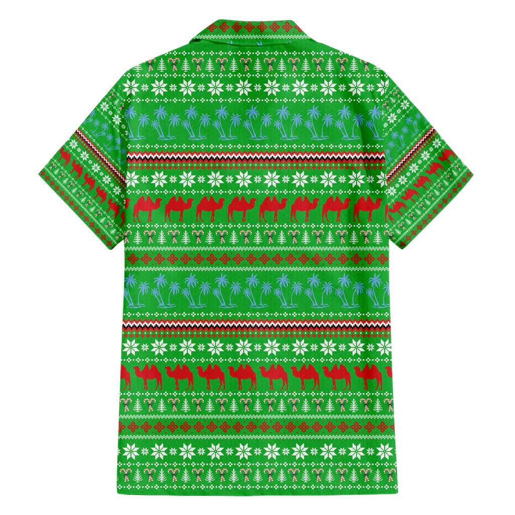 Djibouti Christmas Hawaiian Shirt with Santa Riding Camel Palm Trees Red Camel - Wonder Print Shop