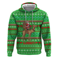 Djibouti Christmas Hoodie with Santa Riding Camel Palm Trees Red Camel - Wonder Print Shop