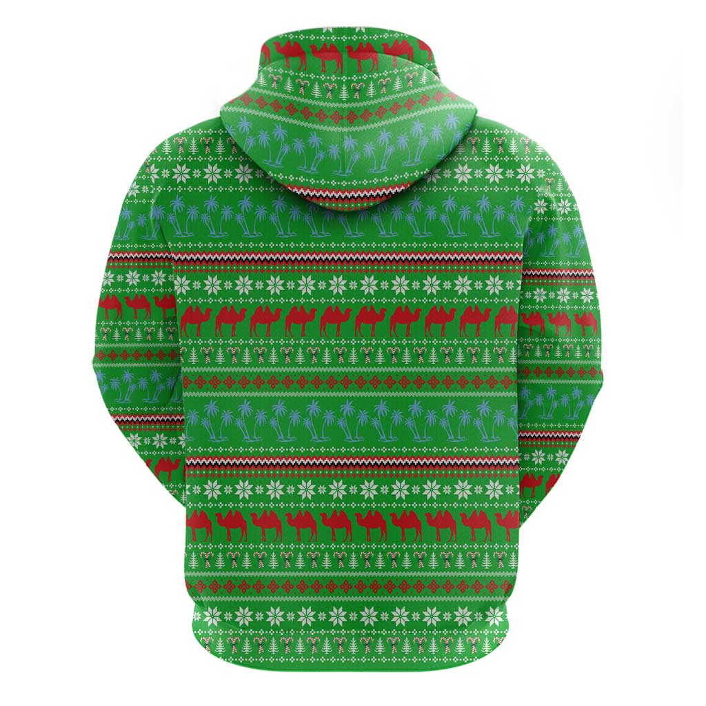 Djibouti Christmas Hoodie with Santa Riding Camel Palm Trees Red Camel - Wonder Print Shop