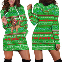 Djibouti Christmas Hoodie Dress with Santa Riding Camel Palm Trees Red Camel - Wonder Print Shop