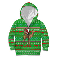 Djibouti Christmas Kid Hoodie with Santa Riding Camel Palm Trees Red Camel - Wonder Print Shop