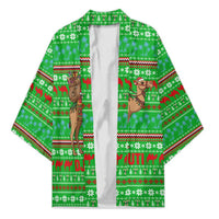 Djibouti Christmas Kimono with Santa Riding Camel Palm Trees Red Camel - Wonder Print Shop