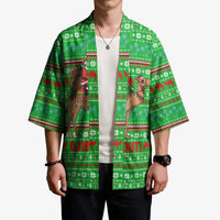 Djibouti Christmas Kimono with Santa Riding Camel Palm Trees Red Camel - Wonder Print Shop