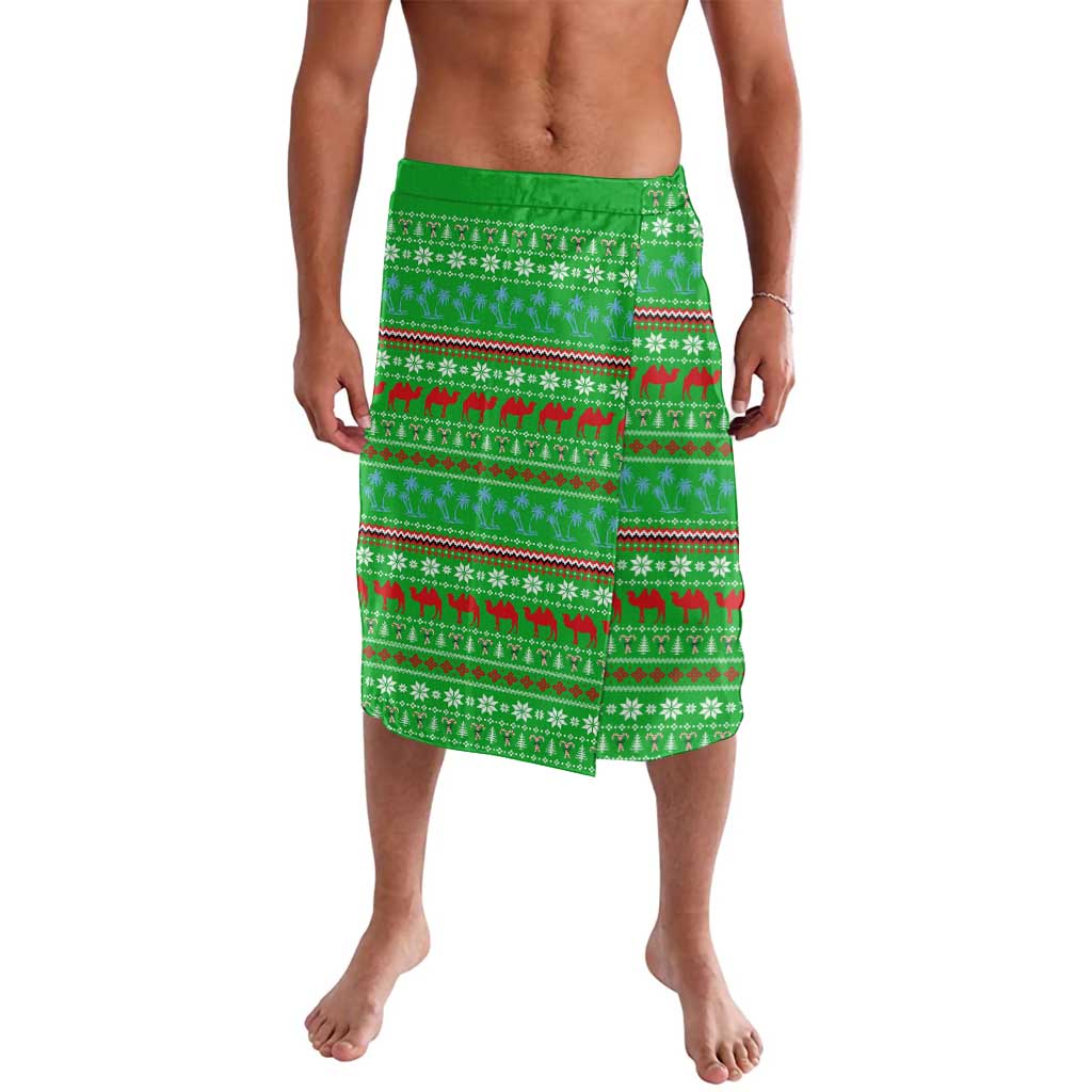 Djibouti Christmas Lavalava with Santa Riding Camel Palm Trees Red Camel - Wonder Print Shop