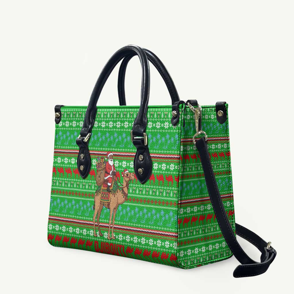 Djibouti Christmas Leather Bag with Santa Riding Camel Palm Trees Red Camel - Wonder Print Shop