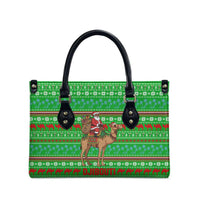 Djibouti Christmas Leather Bag with Santa Riding Camel Palm Trees Red Camel - Wonder Print Shop