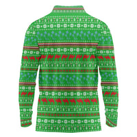 Djibouti Christmas Long Sleeve Polo Shirt with Santa Riding Camel Palm Trees Red Camel - Wonder Print Shop