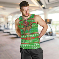 Djibouti Christmas Men Tank Top with Santa Riding Camel Palm Trees Red Camel - Wonder Print Shop