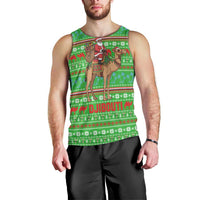 Djibouti Christmas Men Tank Top with Santa Riding Camel Palm Trees Red Camel - Wonder Print Shop