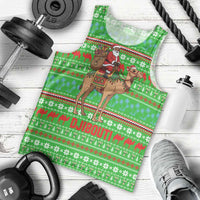 Djibouti Christmas Men Tank Top with Santa Riding Camel Palm Trees Red Camel - Wonder Print Shop