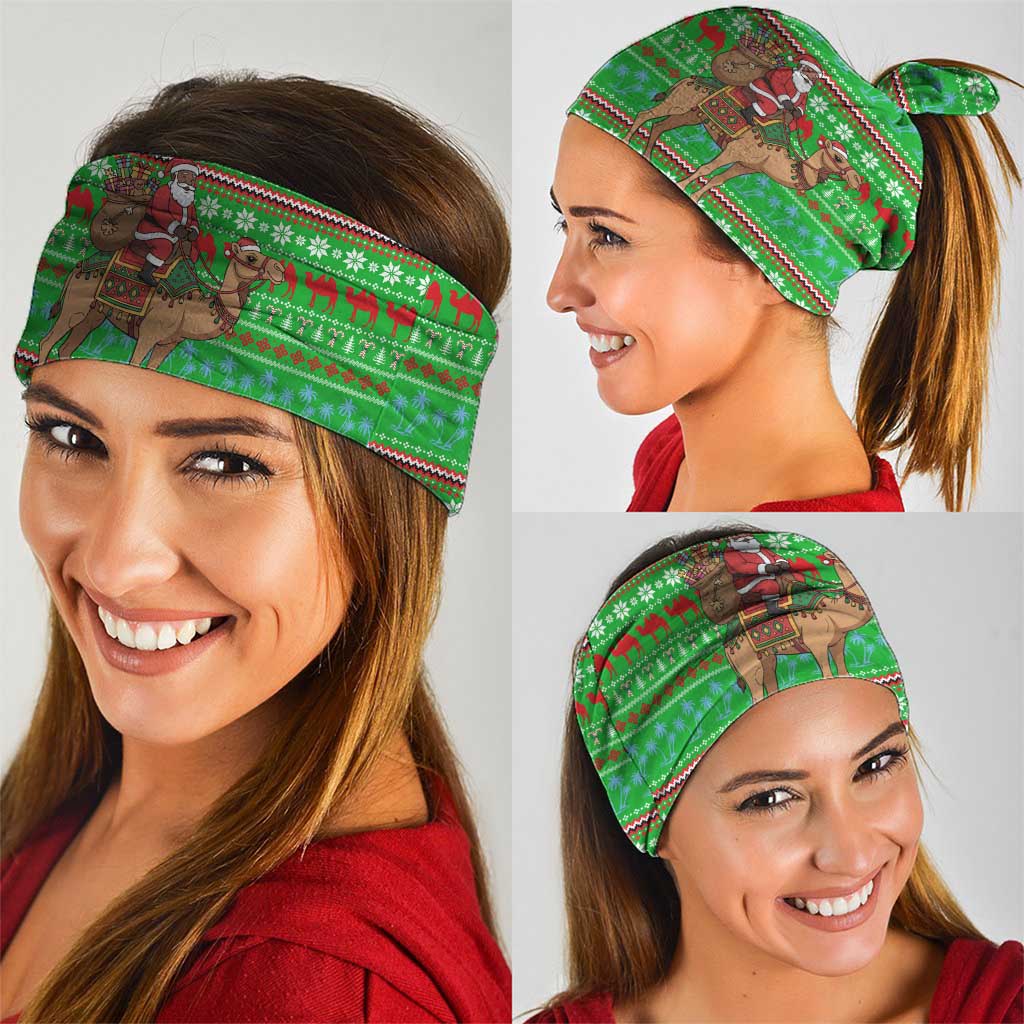 Djibouti Christmas Neck Gaiter with Santa Riding Camel Palm Trees Red Camel - Wonder Print Shop