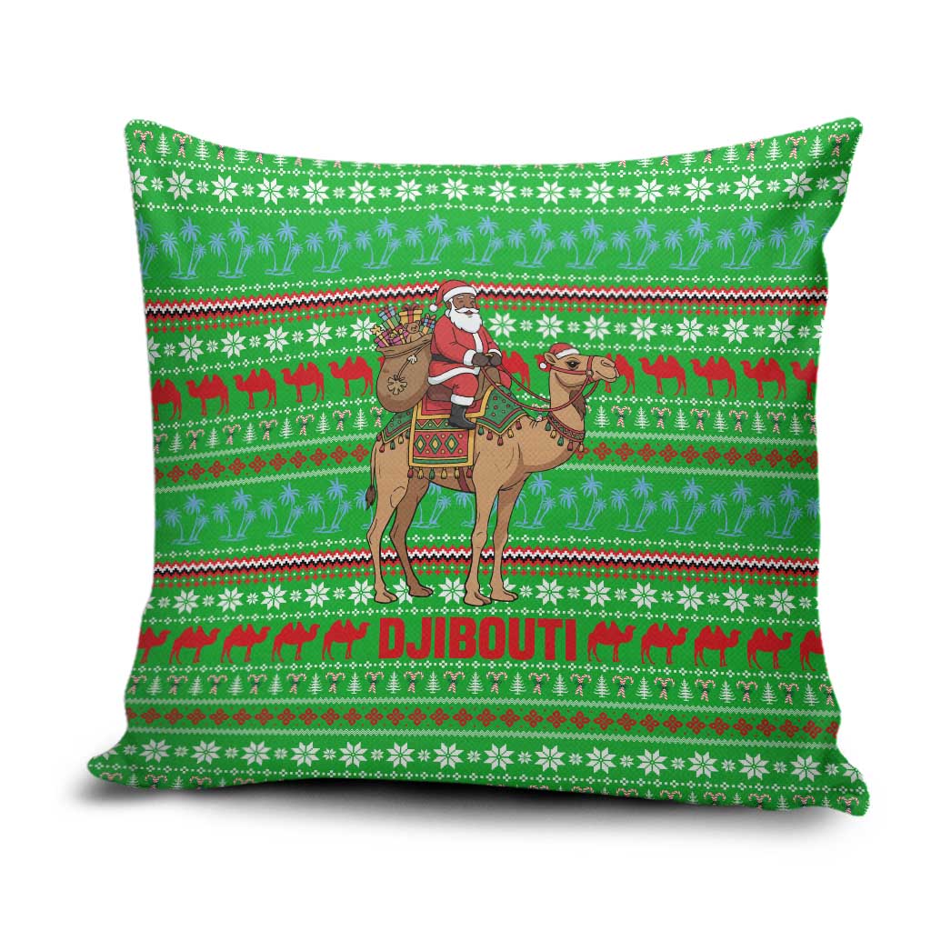 Djibouti Christmas Pillow Cover with Santa Riding Camel Palm Trees Red Camel - Wonder Print Shop
