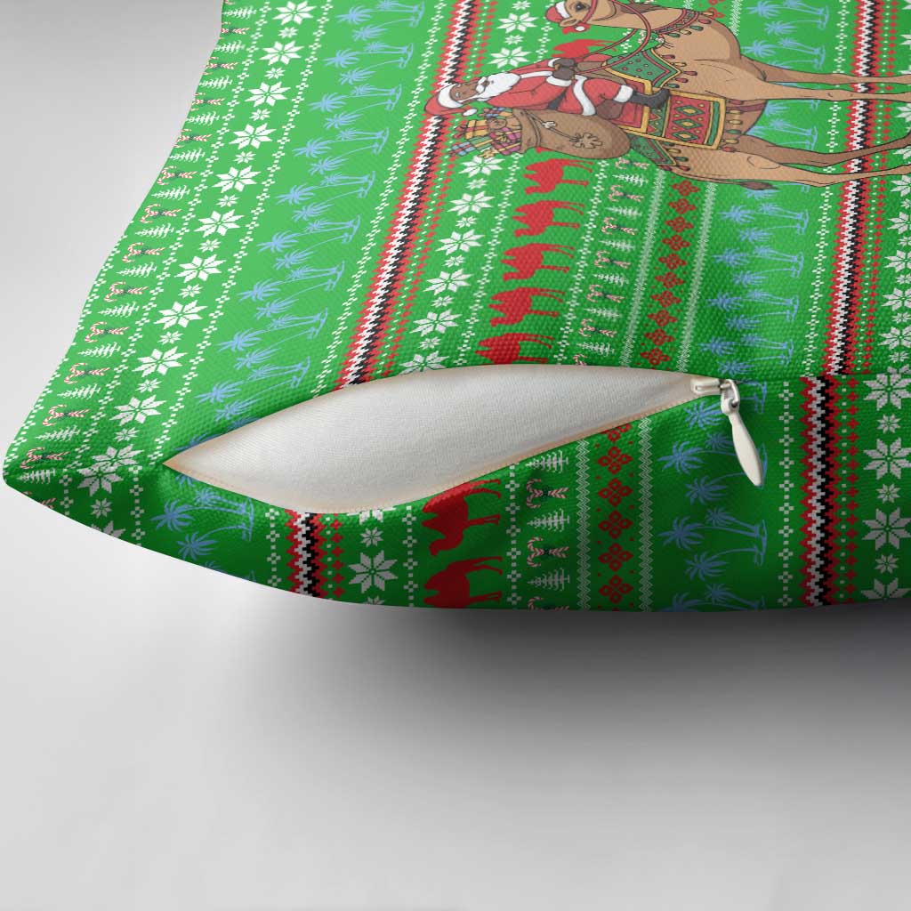 Djibouti Christmas Pillow Cover with Santa Riding Camel Palm Trees Red Camel - Wonder Print Shop