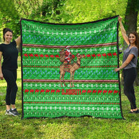 Djibouti Christmas Quilt with Santa Riding Camel Palm Trees Red Camel - Wonder Print Shop