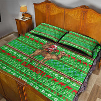 Djibouti Christmas Quilt Bed Set with Santa Riding Camel Palm Trees Red Camel - Wonder Print Shop