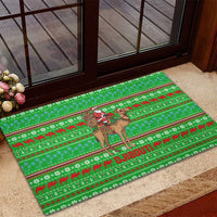 Djibouti Christmas Rubber Doormat with Santa Riding Camel Palm Trees Red Camel - Wonder Print Shop