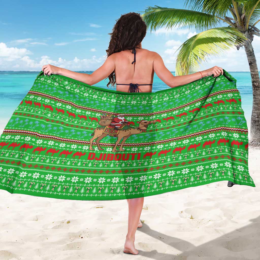 Djibouti Christmas Sarong with Santa Riding Camel Palm Trees Red Camel - Wonder Print Shop