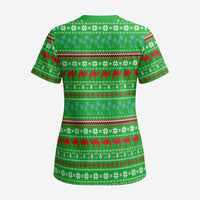 Djibouti Christmas Scrub Top with Santa Riding Camel Palm Trees Red Camel - Wonder Print Shop