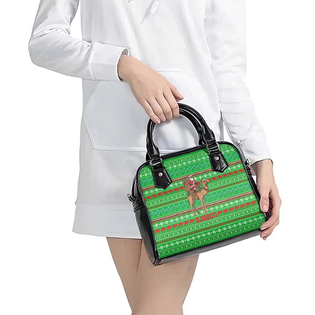 Djibouti Christmas Shoulder Handbag with Santa Riding Camel Palm Trees Red Camel - Wonder Print Shop