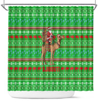 Djibouti Christmas Shower Curtain with Santa Riding Camel Palm Trees Red Camel - Wonder Print Shop