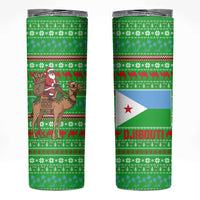 Djibouti Christmas Skinny Tumbler with Santa Riding Camel Palm Trees Red Camel - Wonder Print Shop