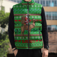 Djibouti Christmas Sleeveless Puffer Jacket with Santa Riding Camel Palm Trees Red Camel - Wonder Print Shop