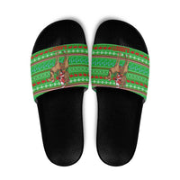 Djibouti Christmas Slide Sandals with Santa Riding Camel Palm Trees Red Camel - Wonder Print Shop