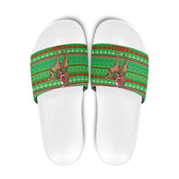 Djibouti Christmas Slide Sandals with Santa Riding Camel Palm Trees Red Camel - Wonder Print Shop
