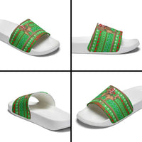 Djibouti Christmas Slide Sandals with Santa Riding Camel Palm Trees Red Camel - Wonder Print Shop