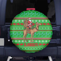 Djibouti Christmas Spare Tire Cover with Santa Riding Camel Palm Trees Red Camel - Wonder Print Shop