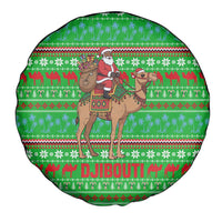 Djibouti Christmas Spare Tire Cover with Santa Riding Camel Palm Trees Red Camel - Wonder Print Shop