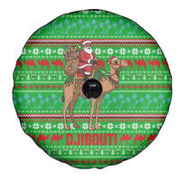 Djibouti Christmas Spare Tire Cover with Santa Riding Camel Palm Trees Red Camel - Wonder Print Shop