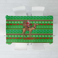 Djibouti Christmas Tablecloth with Santa Riding Camel Palm Trees Red Camel - Wonder Print Shop