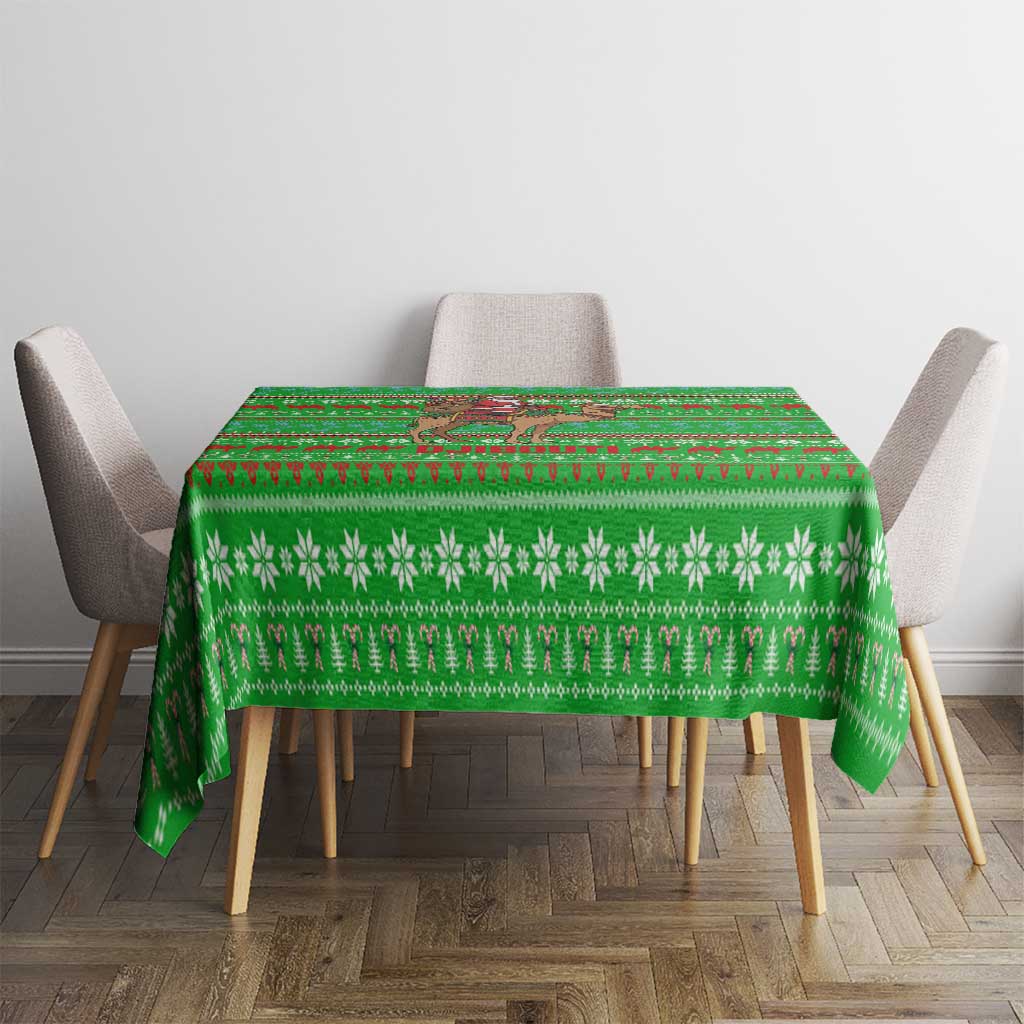 Djibouti Christmas Tablecloth with Santa Riding Camel Palm Trees Red Camel - Wonder Print Shop